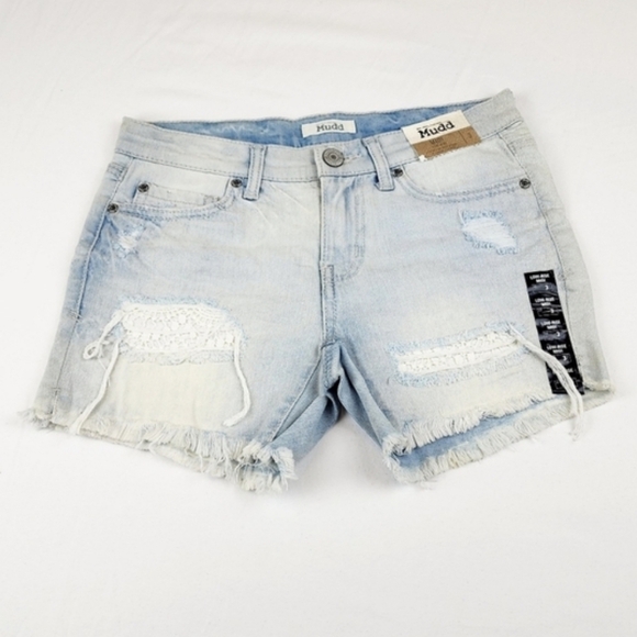 MUDD distressed raw hem jeans shorts - Picture 1 of 8